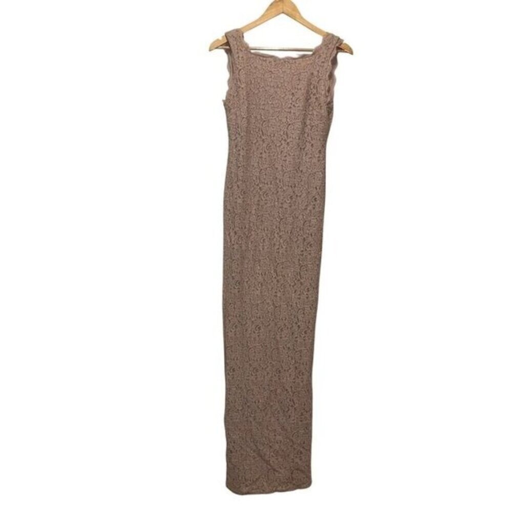 Adianna Papell  Womens size 8 Rose Lace Maxi Dress Sleeveless Full-Length Elegan